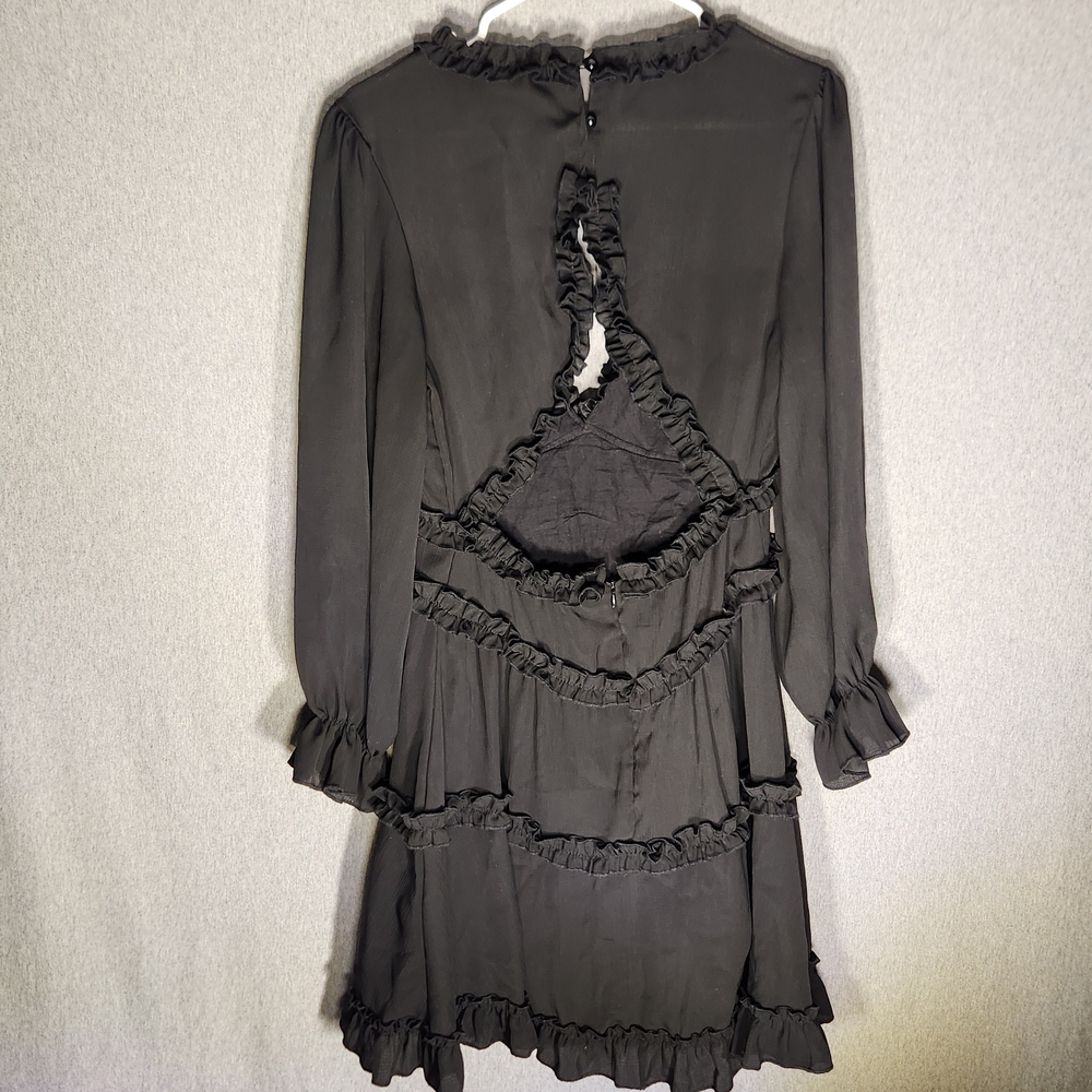 Black Ruffled Mini Dress - Picture 5 of 6